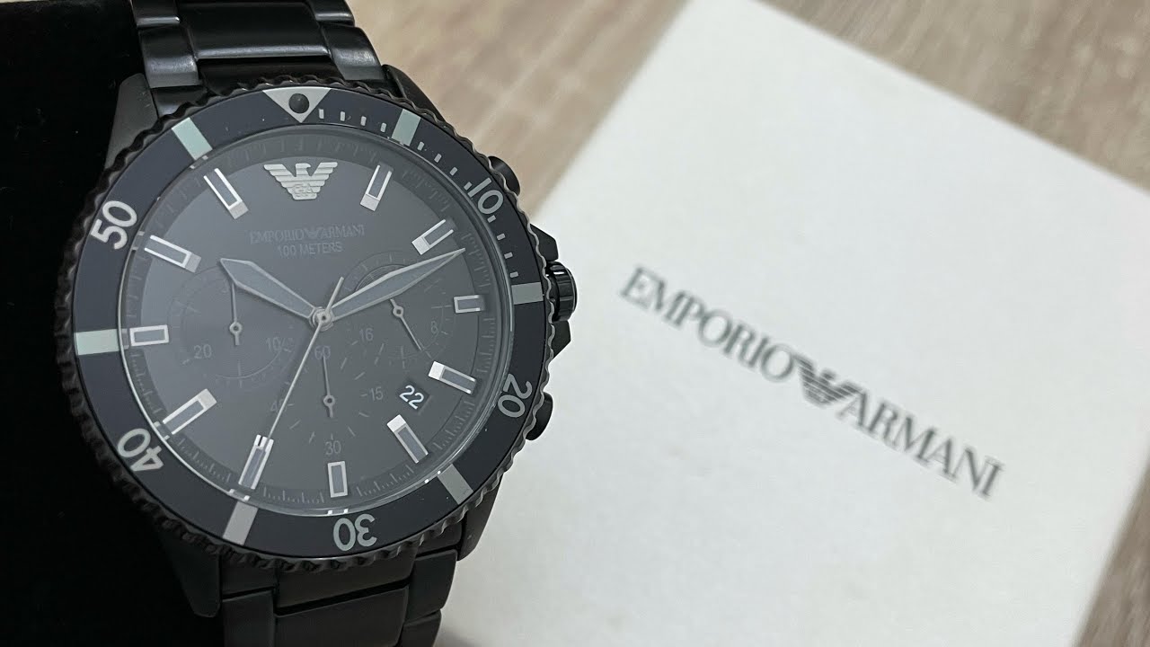 Emporio Armani All Black Chronograph Men\'s Watch AR11363 (Unboxing)  @UnboxWatches - YouTube