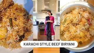 Karachi Beef Biryani| Veal Biryani | Using Spicy Shan Sindhi Biryani Masala