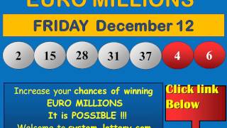 Results Euro Millions Friday December 12 winning numbers