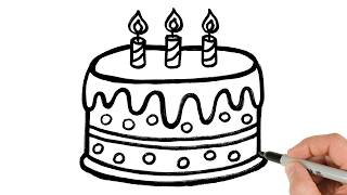 birthday cake drawing step step tutorial