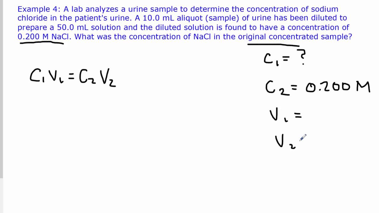 dilution concentration calculation problems