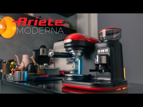 Ariete Moderna Espresso Machine - With Integrated Coffee Grinder Red