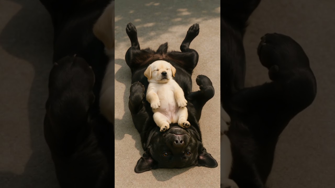 Mom Dog’s Perfect Hug — A peaceful moment between a mother and her child. 