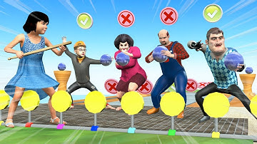 Squid Game Doll (오징어 게임) Vs Scary Stranger 3D Trying Honeycomb Candy Shape Challenge in Bowling Game