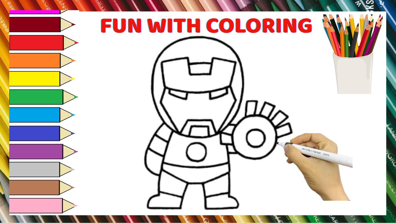 Cool Iron Man Drawing and Coloring for Kids Easy & Fun! 🔥🎨 YouTube