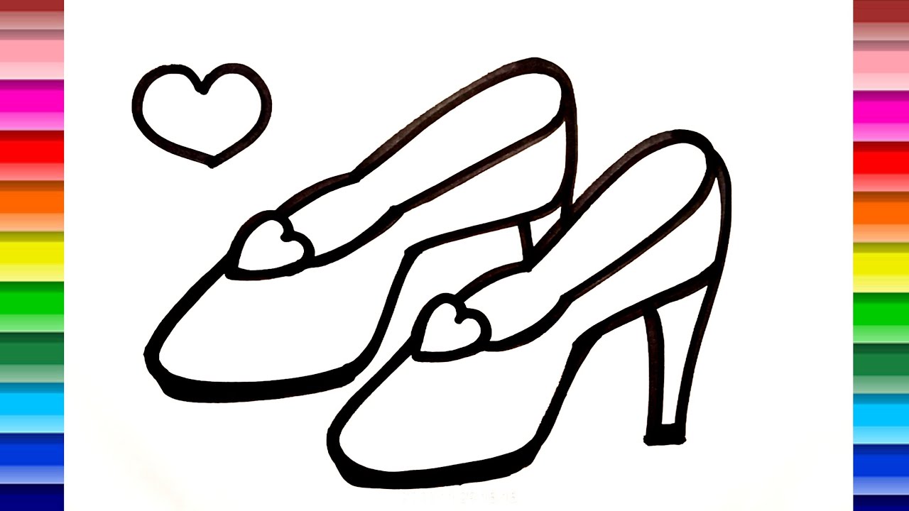 Ladies Shoes Drawing, Coloring and Painting for kids, Toddlers How to ...