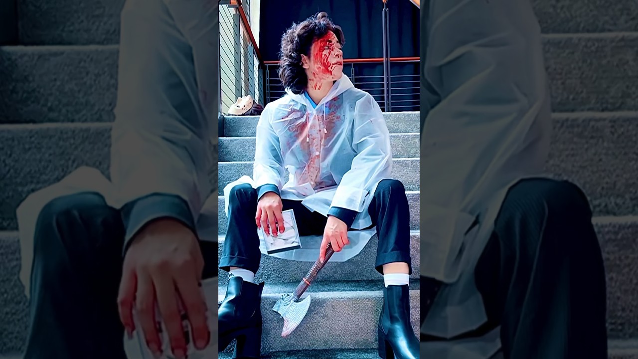 ‼️FAKE BLOOD & AXE  #patrickbateman #cosplay #americanpsycho #horror #sigma