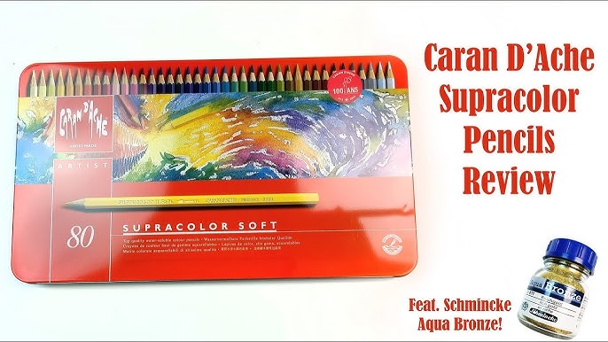 Caran D'Ache SUPRACOLOR WATERCOLOUR PENCILS swatches, sketchbook pages and  making watercolour art 