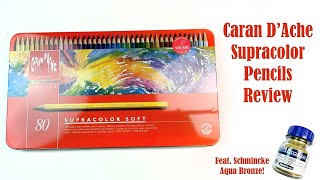 Caran d'Ache Supracolor Soft Aquarelle Watercolour Pencils Review  feat. Schmincke Aqua Bronze!