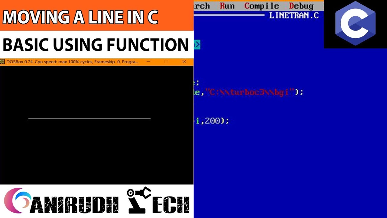 Drawing a line and moving it from left to right in C language - YouTube