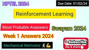 Reinforcement Learning | Week 1 Quiz | Assignment 1 Solution | NPTEL | SWAYAM 2024