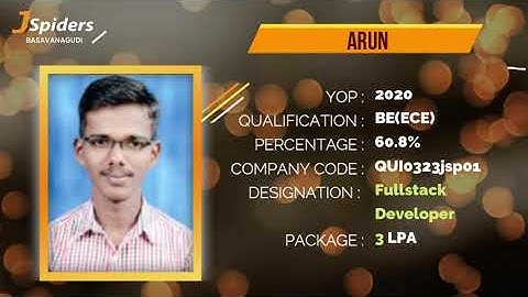 JSPIDERS BASAVANAGUDI | STUDENT TESTIMONIAL | PLACED AS FULL STACK DEVELOPER