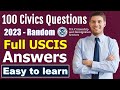 2023 USCIS Official 100 Civics Questions for US Citizenship Interview (Random, 1X, full Answers)