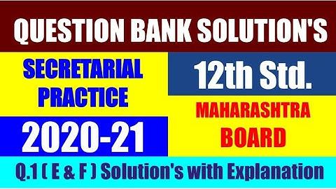 12th Std. Secretarial Practice Question Bank Solution (Q. 1 E & F )@COMMERCEACADEMIA