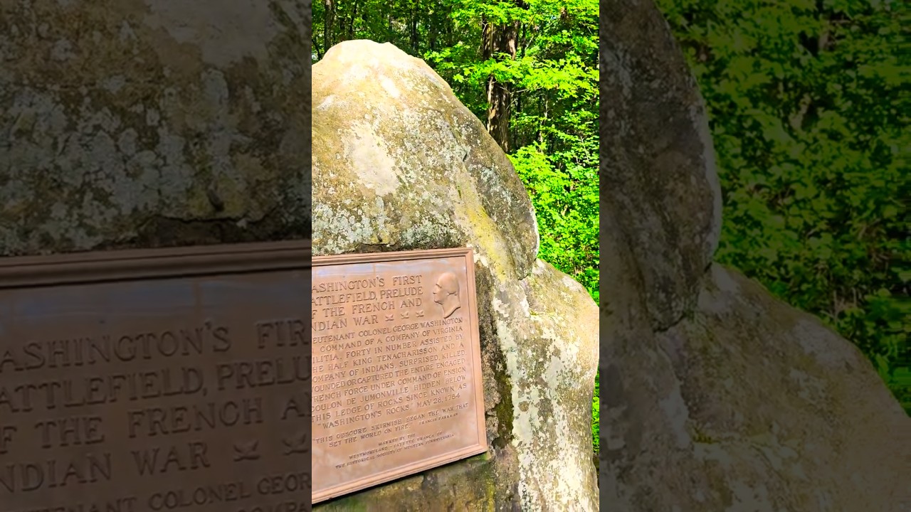 Jumonville Glen, PA - British Lt Colonel George Washington kicks off the French and Indian War
