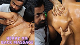 Heavy Oil Back Massage & Spine Cracking | Deep Tissue Body Massage ASMR | Neck & Spine Cracking