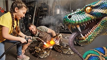 Labpython verslindt mensen! Vader riskeert leven om zijn dochter te redden