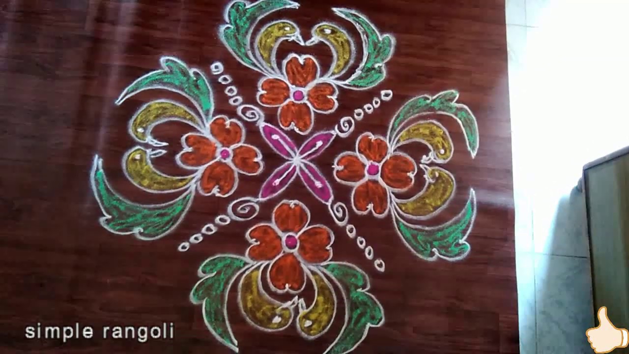 Easy Rangoli Design with 7X1 Dots | Easy Kolam Designs | Simple Kolam ...