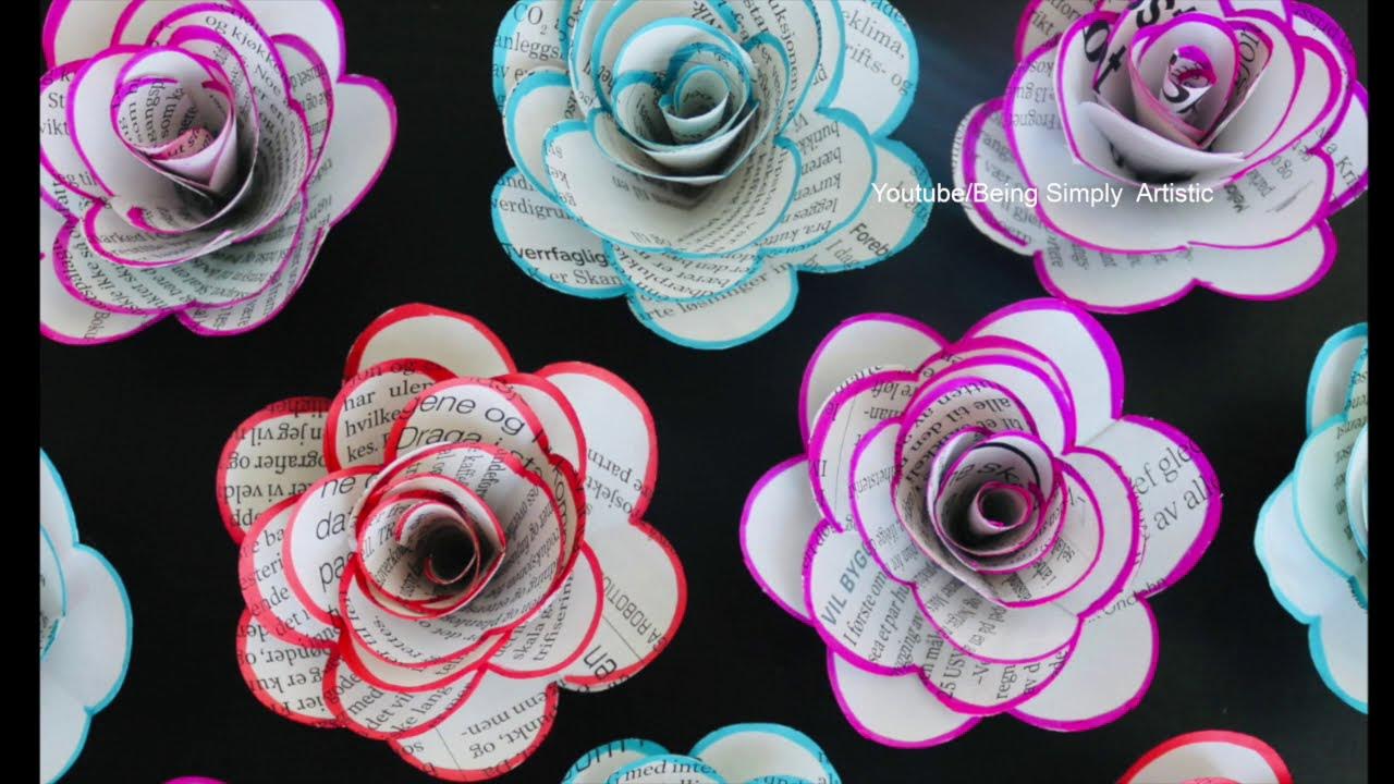 How To Make Easy Newspaper Rose Flower Paper Craft DIY Newspaper