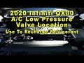 2020 Infiniti QX80 A/C Low Pressure Valve Port Location - Use To Recharge HVAC Refrigerant (Freon)