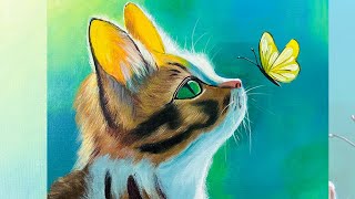 Cat Acrylic Painting | How to Paint a Cat | Step by Step Acrylic Painting Tutorial by Draw so cute 5,903 views 6 months ago 11 minutes, 56 seconds