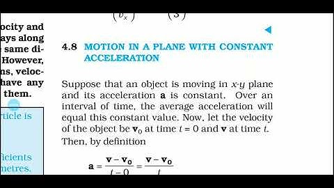 In a plane with constant acceleration class 11th physics chapter 4th