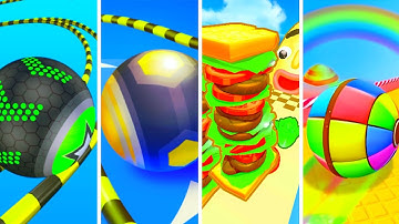 Going Balls vs Action Balls vs Sandwich Runner vs Candy Ball Run - All level gameplay Android, IOS