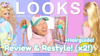 Barbie LOOKS (2023) Model 16 🌸 Review \& 2 Restyles!  (+Hair Tutorial and 2 Lookbooks)