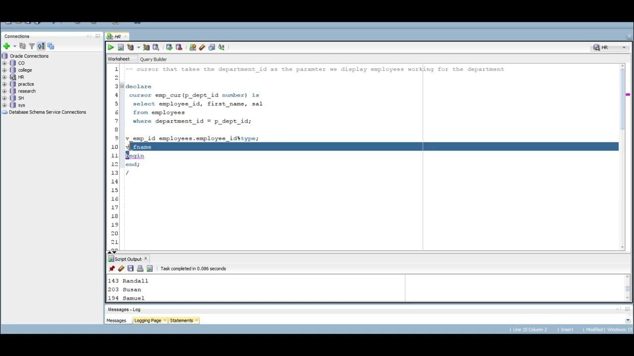 Plsql cursor that take a parameter overflowstackdeveloper plsql sql
