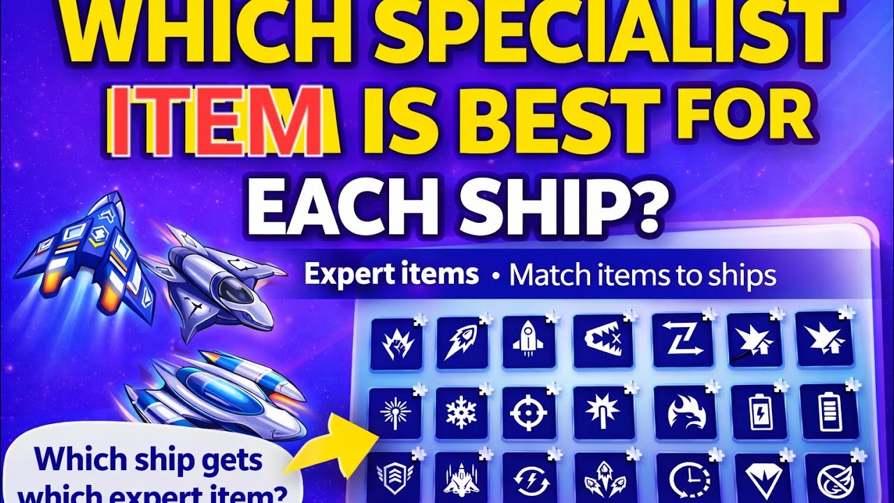 Alien shooter.  WHAT IS THE BEST SPECIALIST ITEM FOR EACH SHIP ?  In ENGLISH. 