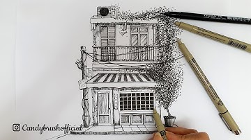 Pen & Ink Urban Sketching Series | An Old Shop | Draw with me