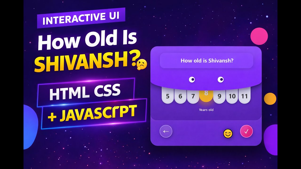 HTML CSS JavaScript Animation | Creative Web Design | Interactive Kids Age Selector UI 