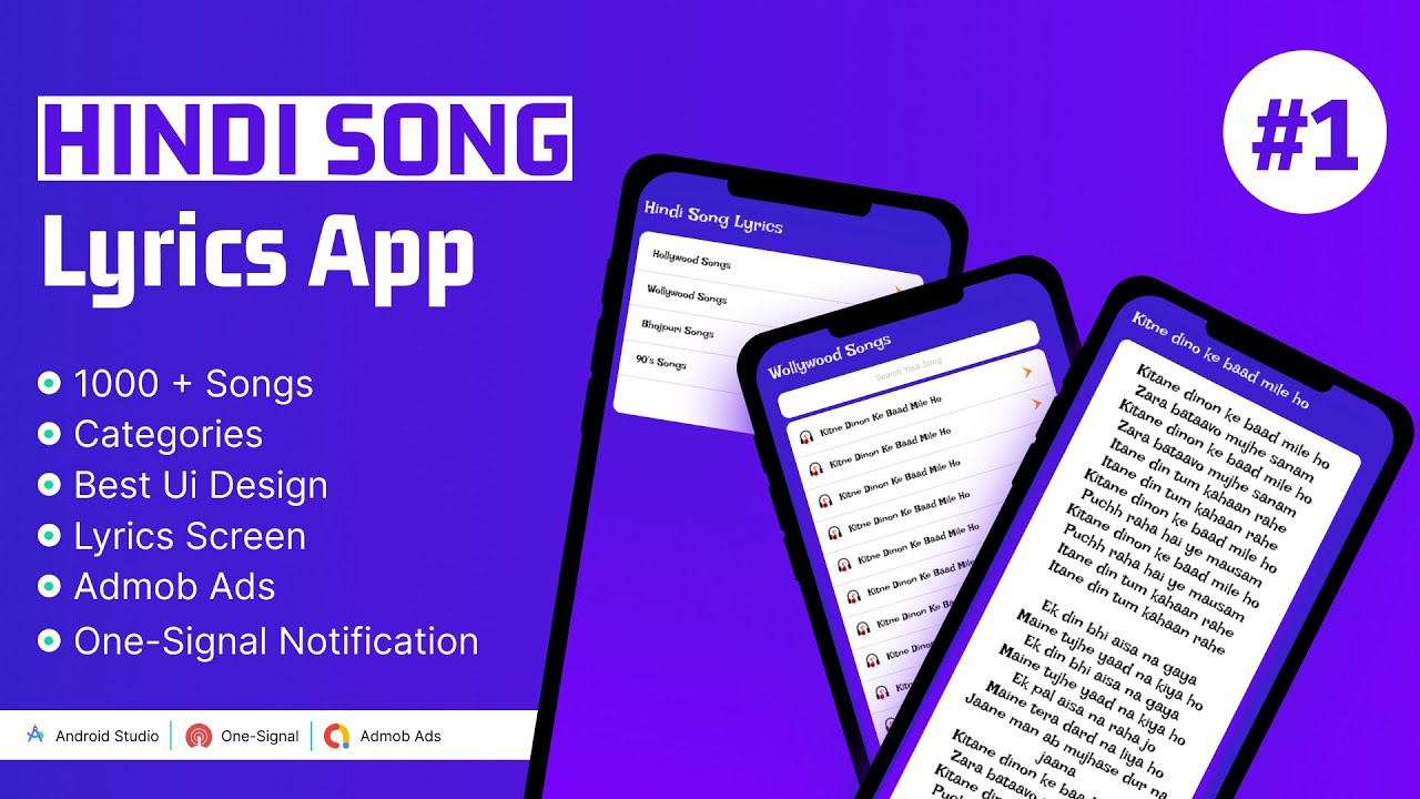 Hindi Song Lyrics App in android studio Admob One Signal 1 YouTube