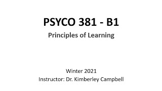 PSYCO 381 - Introduction to the Course