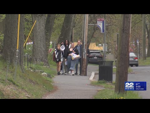 Students walked out of Amherst Regional High School in support of UMass protest