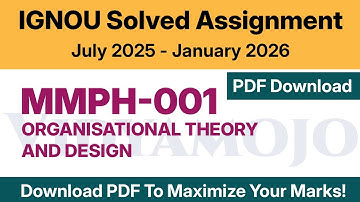 IGNOU MMPH 001 Solved Assignment 2025-26 PDF Download | IGNOU MBA