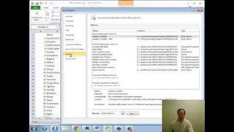 Load Analysis Toolpak, Excel 2007