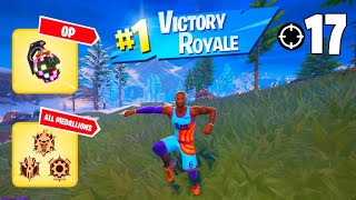 High Elimination Solo Win Gameplay | ALL MEDALLIONS | Fortnite Chapter 5 Season 3 Zero Builds