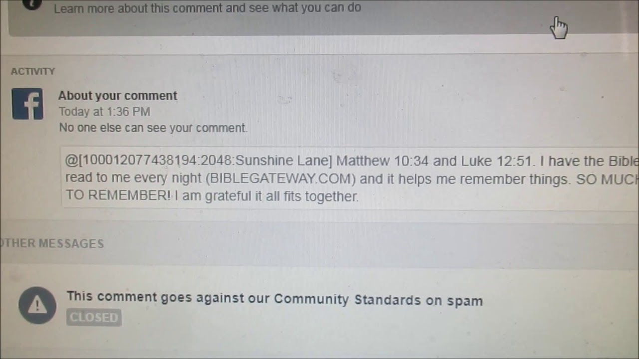 FaceBook Posts   I didn't meet Community Standards