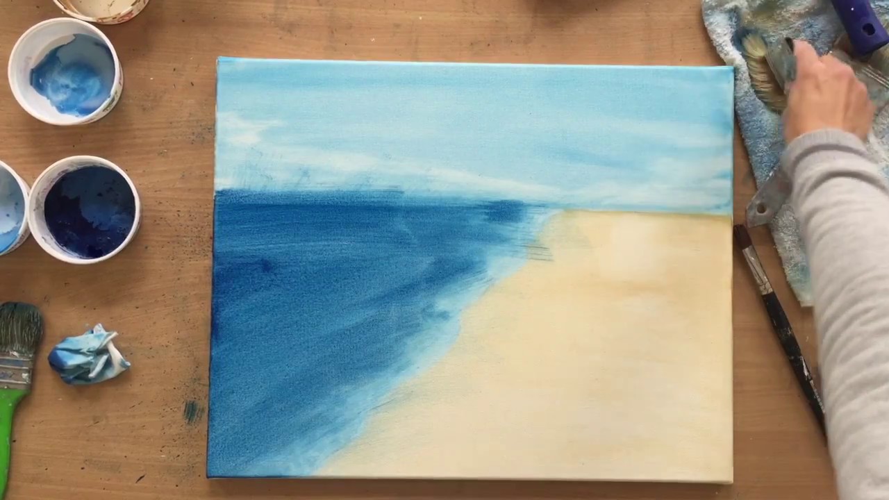 Seascape Sunset Panorama Acrylic Painting Live Tutorial Youtube