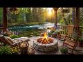 Soothing Forest Porch Ambience Calming River Crackling Campfire Birdsong For Study And Sleep 