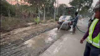 GSB Rolling + Water Sprinkling 💧🚜 #civilengineering #roadconstruction 