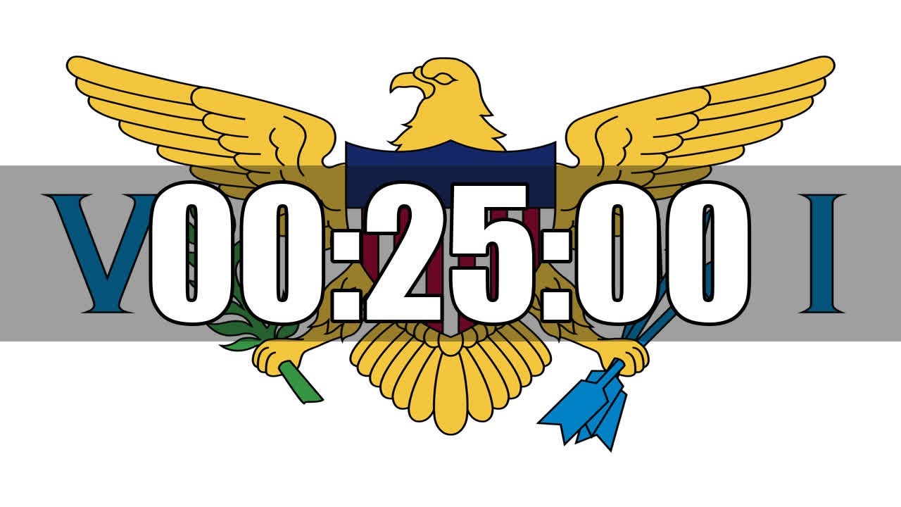 25 Minutes Countdown Timer Curated on Virgin Islands US Flag Ultra ...