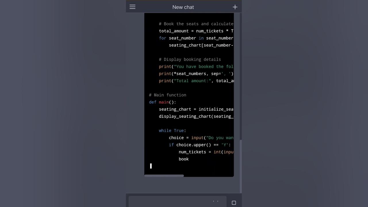 Theatre ticket booking system python chatgpt chatgptexamples python