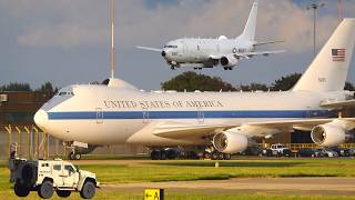 President Trump's E-4B "Nightwatch" Departs in Darkness — P-8 Poseidon Arrives at RAF Mildenhall