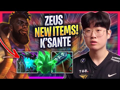 ZEUS TRIES K'SANTE WITH NEW ITEMS! - T1 Zeus Plays K'sante TOP vs Rumble! | Season 2024