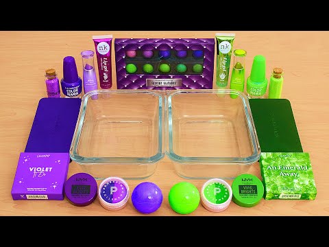 Purple vs Green - Mixing Makeup Eyeshadow Into Slime ASMR