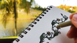 How to draw a Medieval floral border | Illuminated manuscript |Simple decorative border for projects