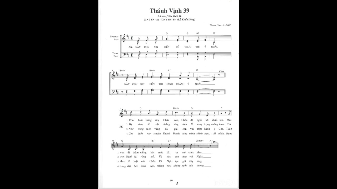 Thánh Vịnh 39 - THANH LÂM | Đáp ca lễ Chúa Nhật 2 Thường Niên B