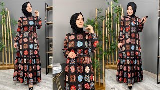 Tesettür Elbise Kombinleri-Tesettür Elbise Modelleri-Tesettür Elbise